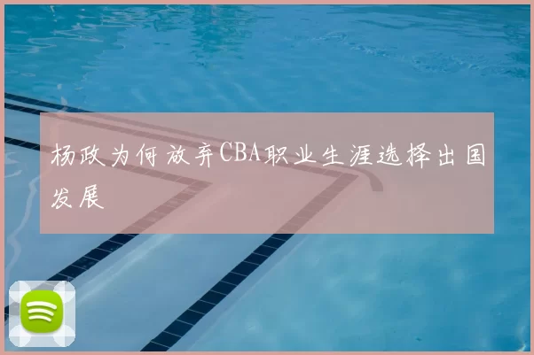 杨政为何放弃CBA职业生涯选择出国发展